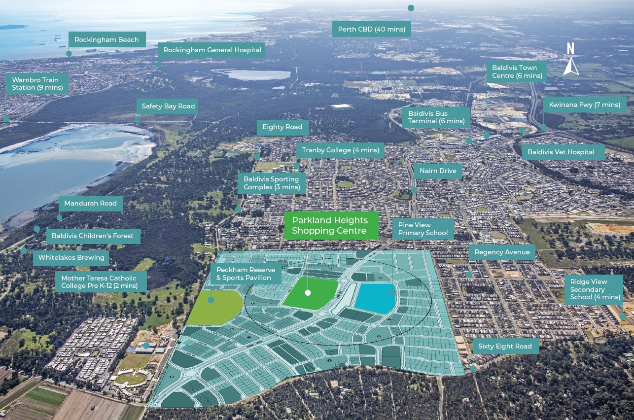 Aerial map of Parkland Heights Shopping Centre